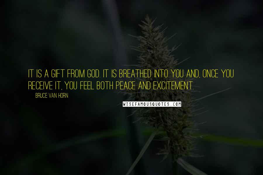 Bruce Van Horn Quotes: It is a gift from God. It is breathed into you and, once you receive it, you feel both peace and excitement.