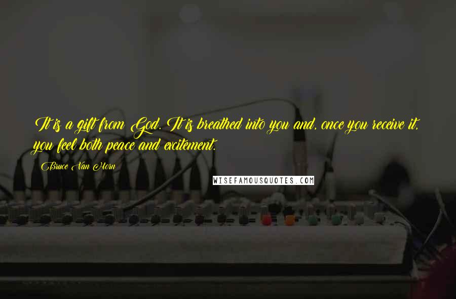 Bruce Van Horn Quotes: It is a gift from God. It is breathed into you and, once you receive it, you feel both peace and excitement.