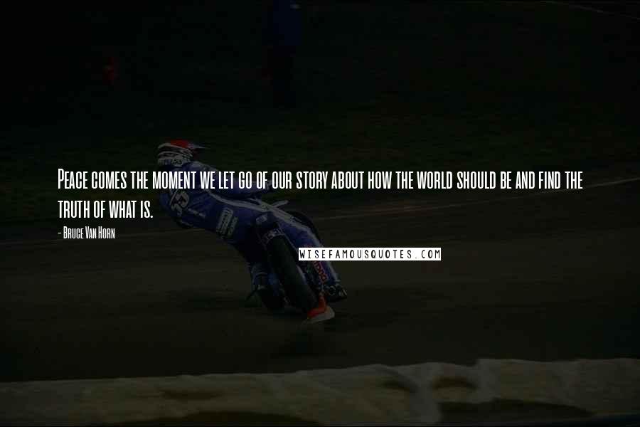 Bruce Van Horn Quotes: Peace comes the moment we let go of our story about how the world should be and find the truth of what is.