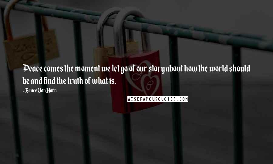 Bruce Van Horn Quotes: Peace comes the moment we let go of our story about how the world should be and find the truth of what is.