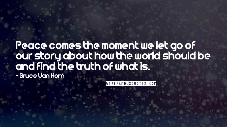 Bruce Van Horn Quotes: Peace comes the moment we let go of our story about how the world should be and find the truth of what is.