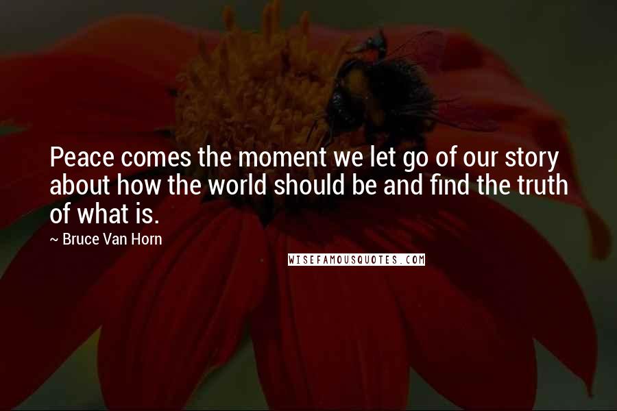 Bruce Van Horn Quotes: Peace comes the moment we let go of our story about how the world should be and find the truth of what is.