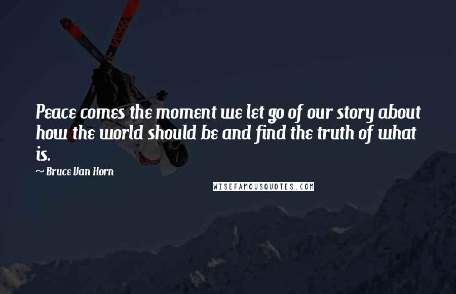 Bruce Van Horn Quotes: Peace comes the moment we let go of our story about how the world should be and find the truth of what is.