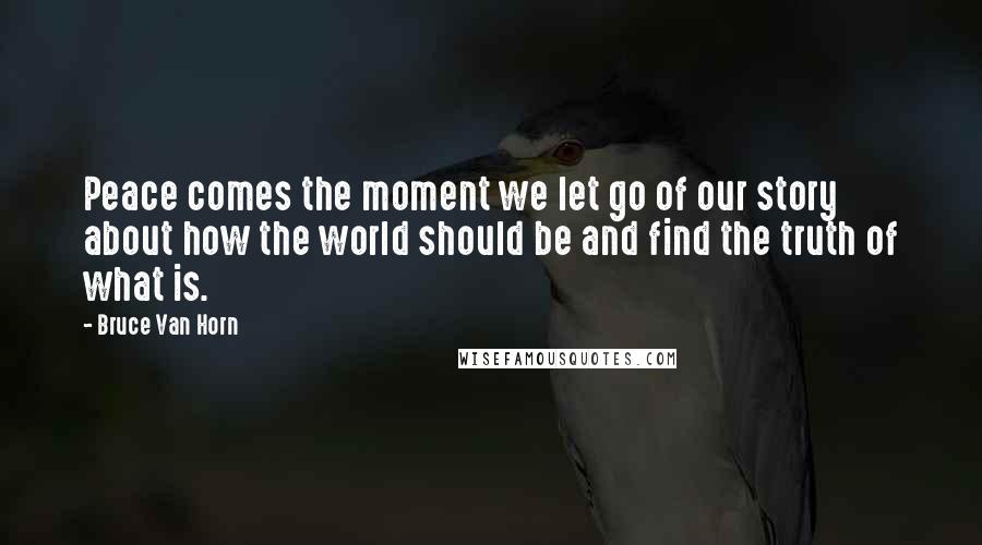 Bruce Van Horn Quotes: Peace comes the moment we let go of our story about how the world should be and find the truth of what is.