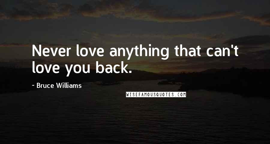 Bruce Williams Quotes: Never love anything that can't love you back.