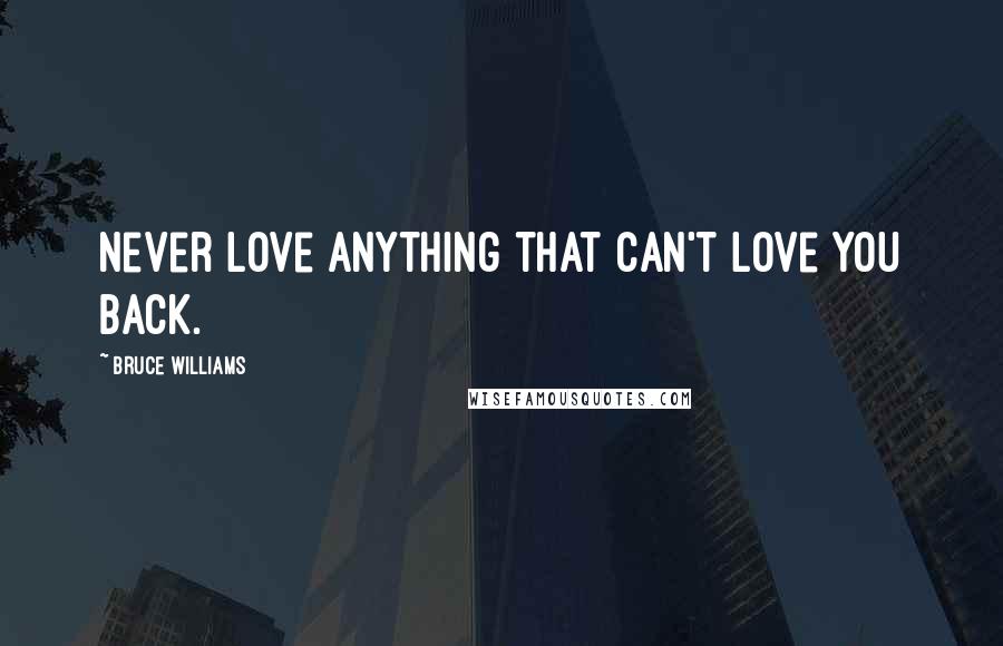 Bruce Williams Quotes: Never love anything that can't love you back.