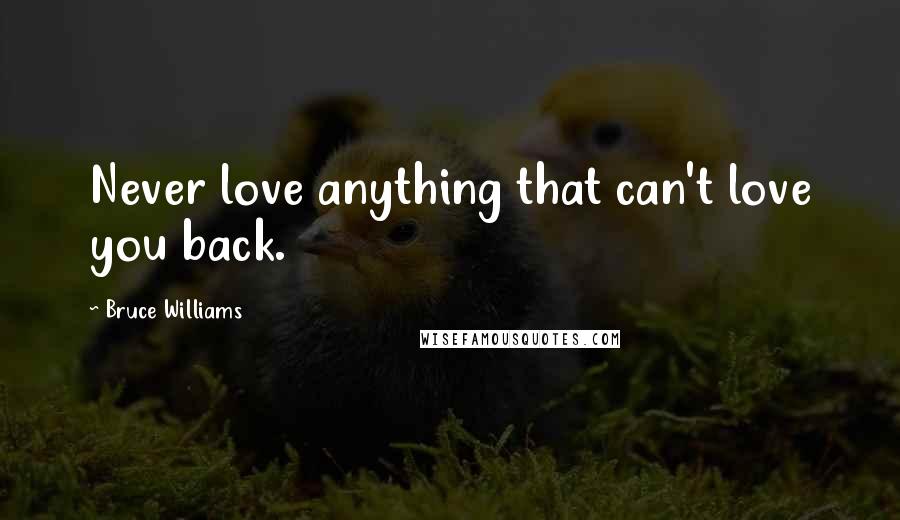 Bruce Williams Quotes: Never love anything that can't love you back.