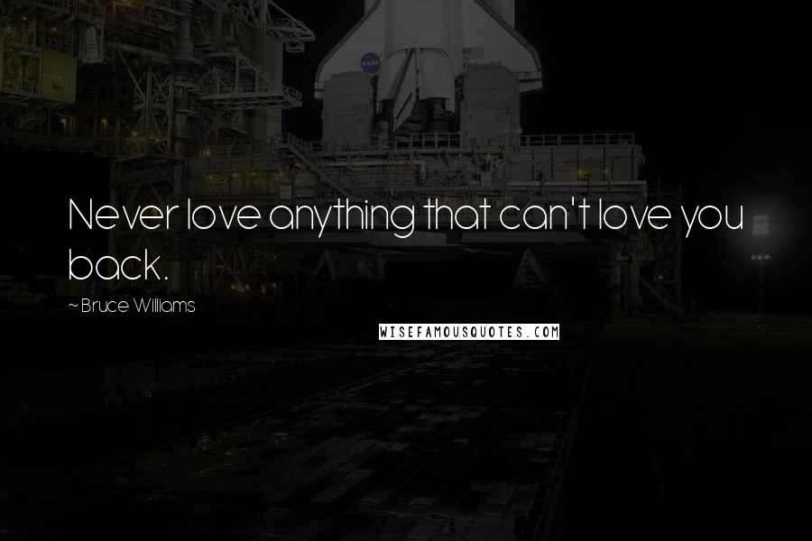 Bruce Williams Quotes: Never love anything that can't love you back.