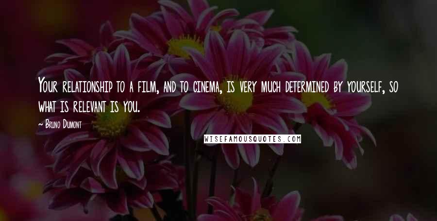 Bruno Dumont Quotes: Your relationship to a film, and to cinema, is very much determined by yourself, so what is relevant is you.