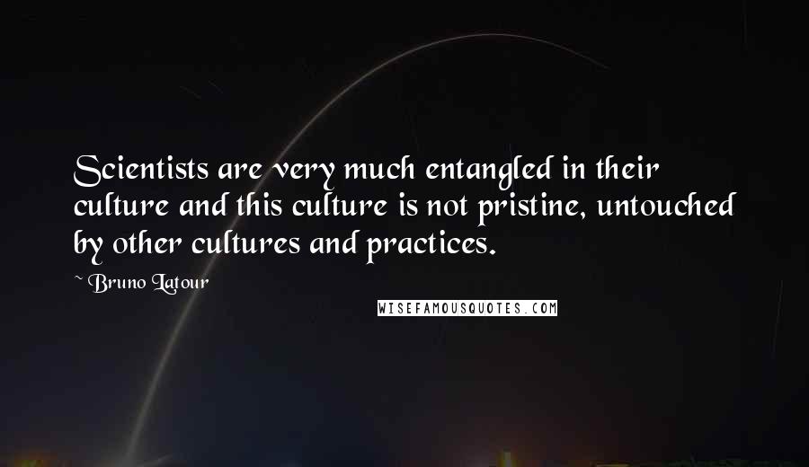 Bruno Latour Quotes: Scientists are very much entangled in their culture and this culture is not pristine, untouched by other cultures and practices.