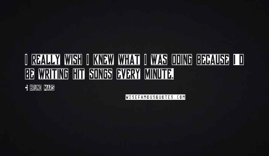 Bruno Mars Quotes: I really wish I knew what I was doing because I'd be writing hit songs every minute.