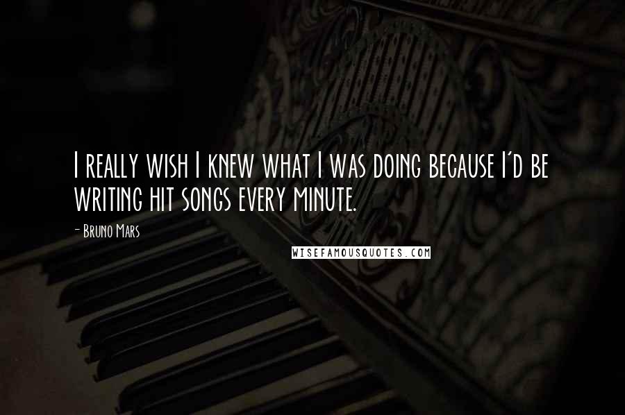 Bruno Mars Quotes: I really wish I knew what I was doing because I'd be writing hit songs every minute.