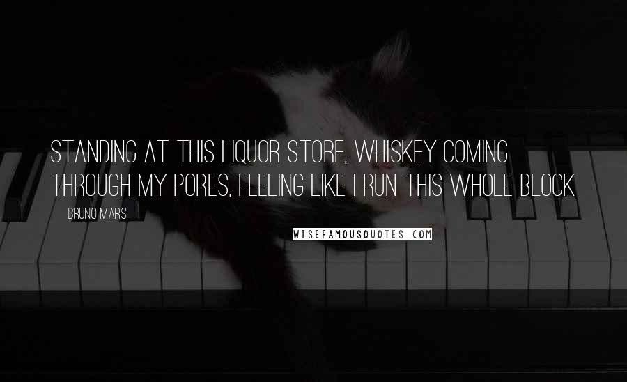 Bruno Mars Quotes: Standing at this liquor store, whiskey coming through my pores, feeling like I run this whole block