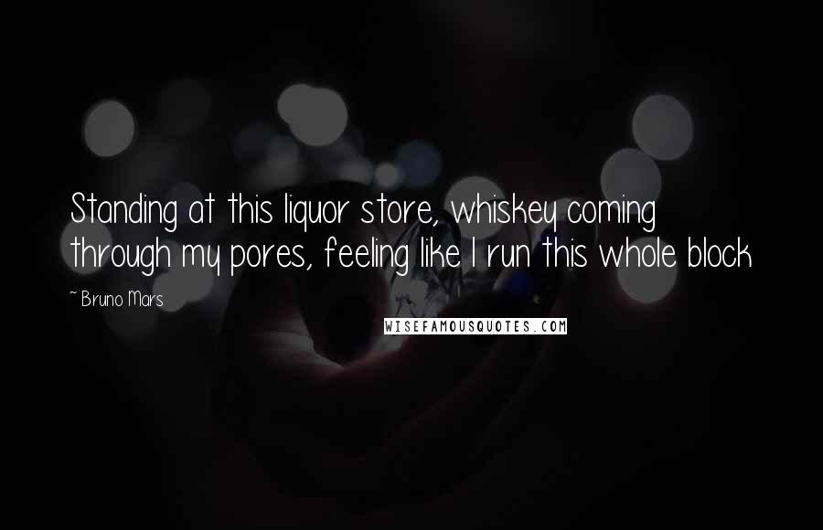Bruno Mars Quotes: Standing at this liquor store, whiskey coming through my pores, feeling like I run this whole block