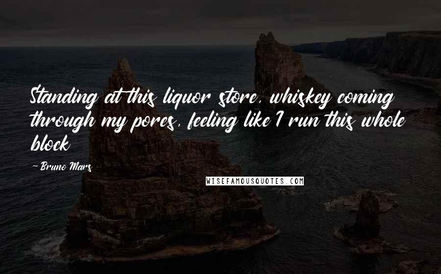 Bruno Mars Quotes: Standing at this liquor store, whiskey coming through my pores, feeling like I run this whole block