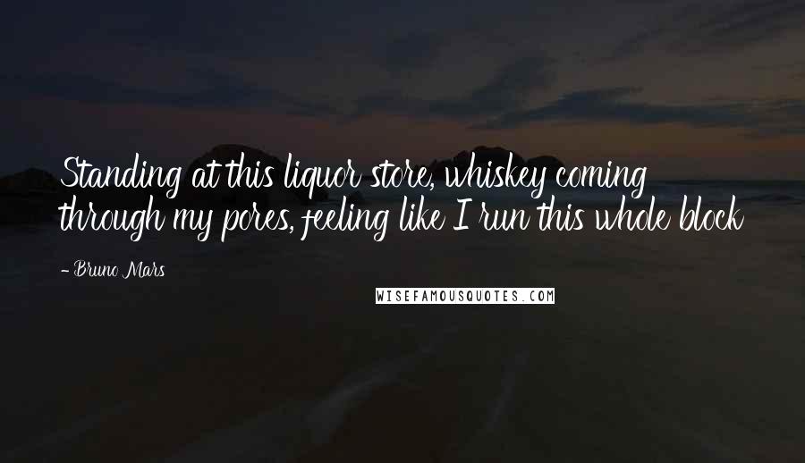 Bruno Mars Quotes: Standing at this liquor store, whiskey coming through my pores, feeling like I run this whole block