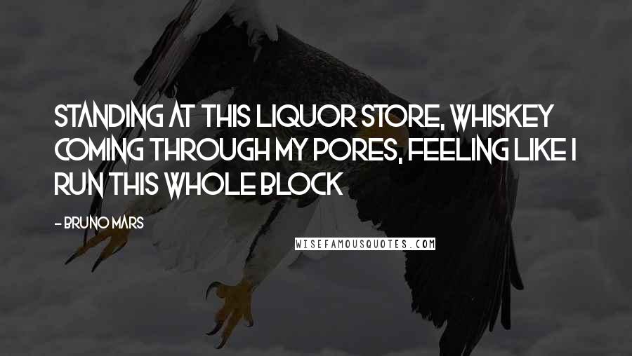 Bruno Mars Quotes: Standing at this liquor store, whiskey coming through my pores, feeling like I run this whole block