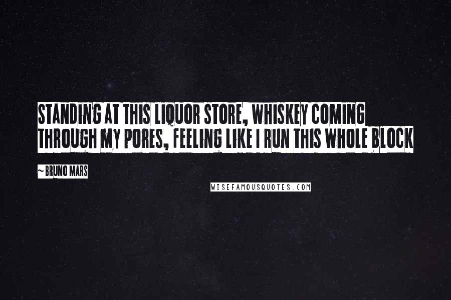 Bruno Mars Quotes: Standing at this liquor store, whiskey coming through my pores, feeling like I run this whole block