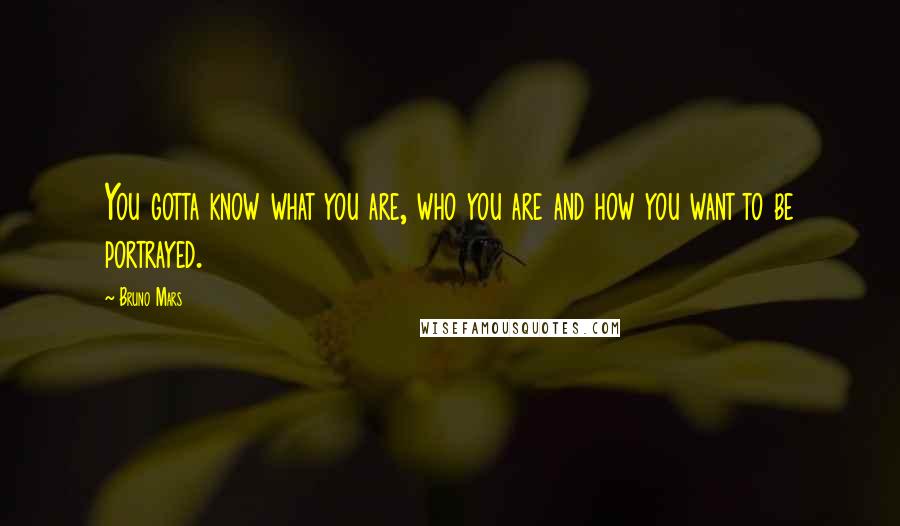 Bruno Mars Quotes: You gotta know what you are, who you are and how you want to be portrayed.