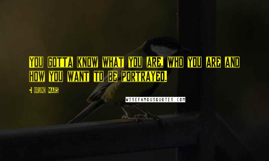 Bruno Mars Quotes: You gotta know what you are, who you are and how you want to be portrayed.