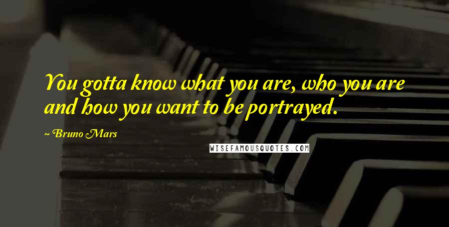 Bruno Mars Quotes: You gotta know what you are, who you are and how you want to be portrayed.