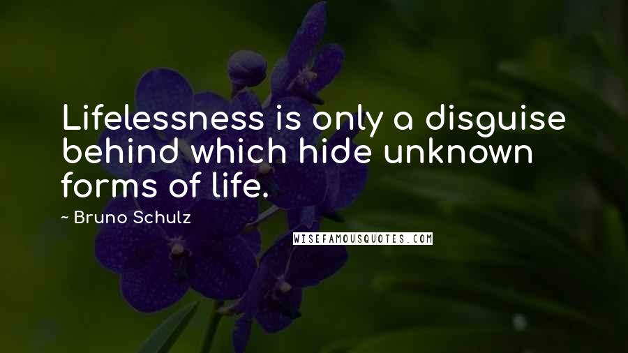 Bruno Schulz Quotes: Lifelessness is only a disguise behind which hide unknown forms of life.