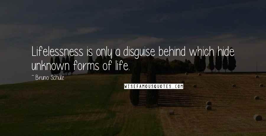 Bruno Schulz Quotes: Lifelessness is only a disguise behind which hide unknown forms of life.