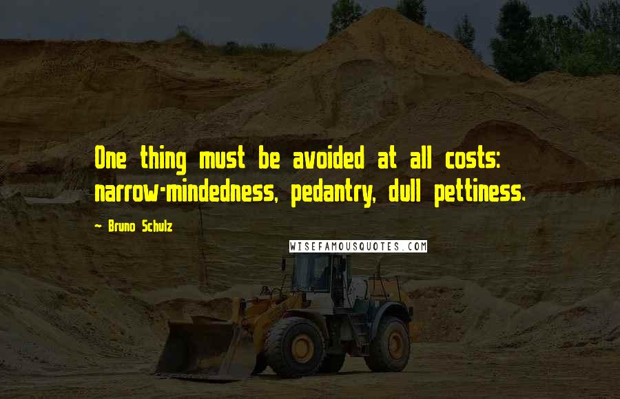 Bruno Schulz Quotes: One thing must be avoided at all costs: narrow-mindedness, pedantry, dull pettiness.