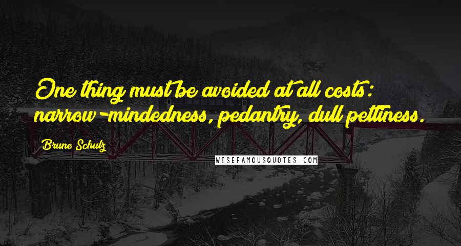 Bruno Schulz Quotes: One thing must be avoided at all costs: narrow-mindedness, pedantry, dull pettiness.