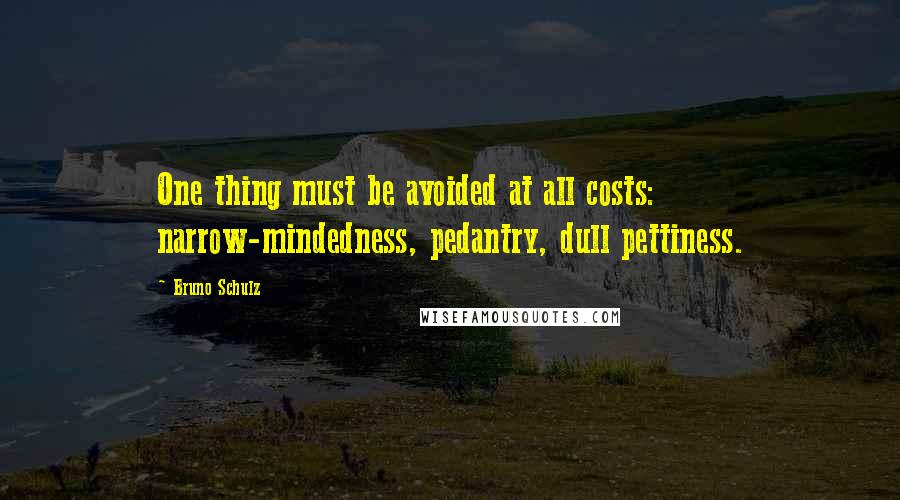 Bruno Schulz Quotes: One thing must be avoided at all costs: narrow-mindedness, pedantry, dull pettiness.