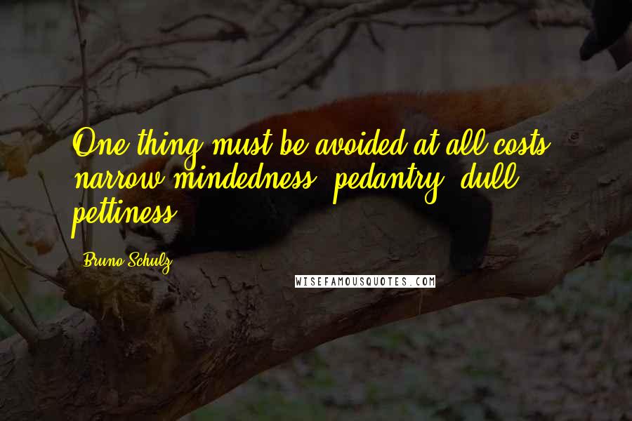 Bruno Schulz Quotes: One thing must be avoided at all costs: narrow-mindedness, pedantry, dull pettiness.