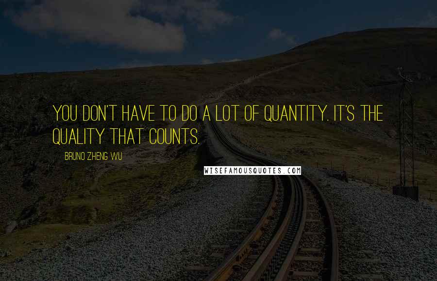 Bruno Zheng Wu Quotes: You don't have to do a lot of quantity. It's the quality that counts.