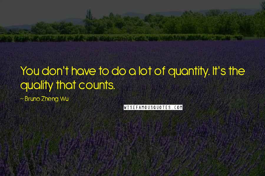 Bruno Zheng Wu Quotes: You don't have to do a lot of quantity. It's the quality that counts.