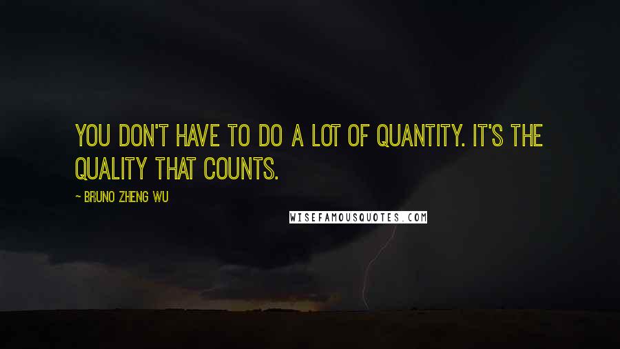 Bruno Zheng Wu Quotes: You don't have to do a lot of quantity. It's the quality that counts.