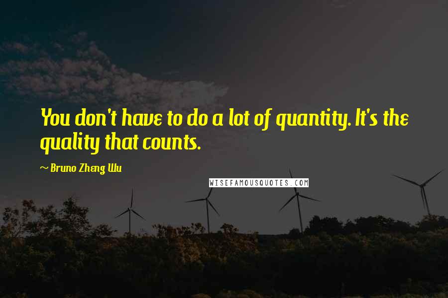 Bruno Zheng Wu Quotes: You don't have to do a lot of quantity. It's the quality that counts.