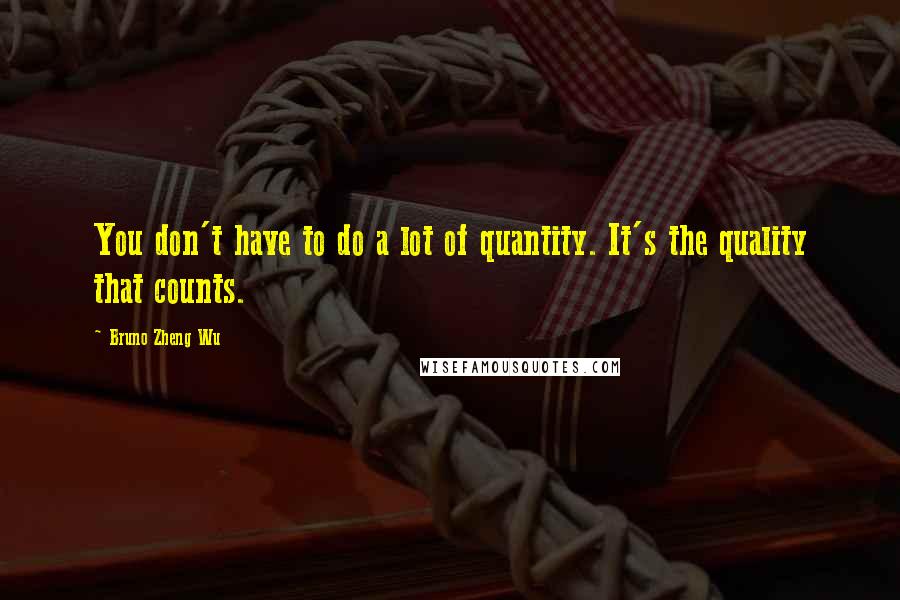 Bruno Zheng Wu Quotes: You don't have to do a lot of quantity. It's the quality that counts.