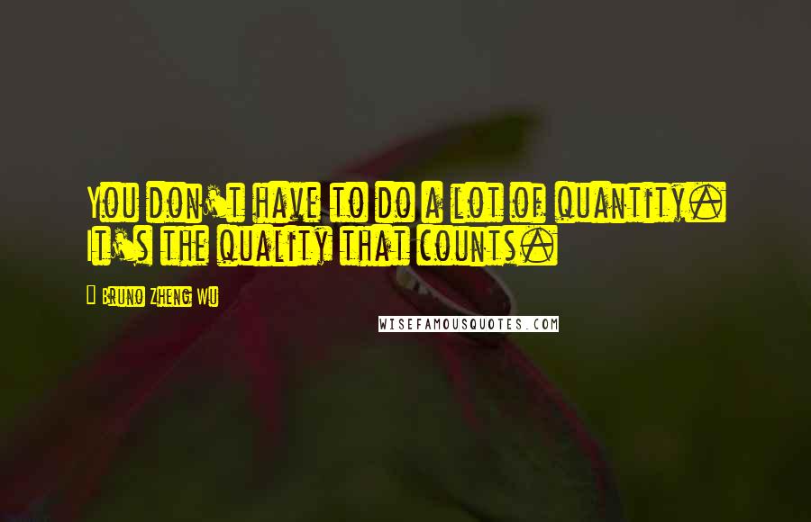 Bruno Zheng Wu Quotes: You don't have to do a lot of quantity. It's the quality that counts.