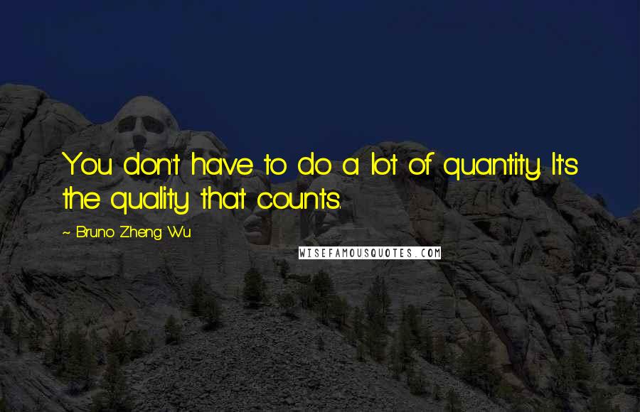 Bruno Zheng Wu Quotes: You don't have to do a lot of quantity. It's the quality that counts.