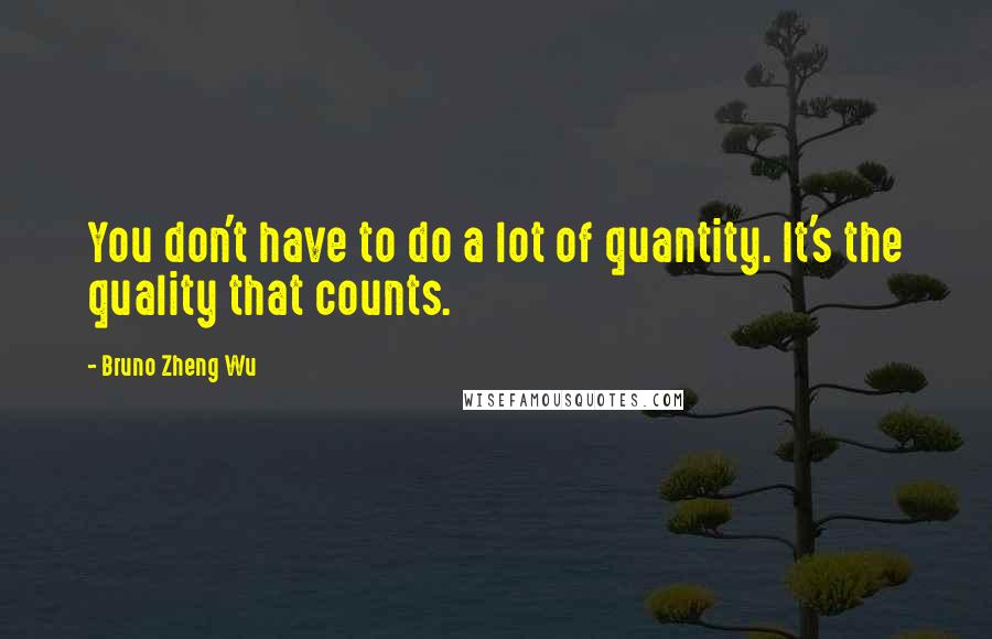 Bruno Zheng Wu Quotes: You don't have to do a lot of quantity. It's the quality that counts.