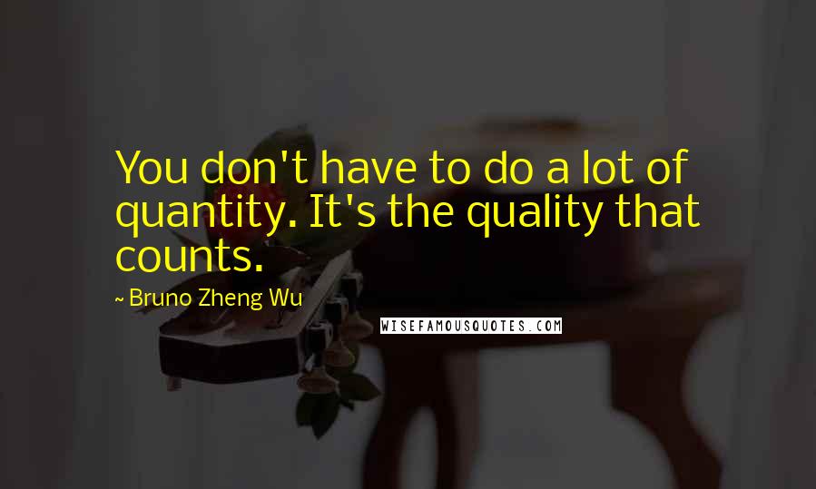 Bruno Zheng Wu Quotes: You don't have to do a lot of quantity. It's the quality that counts.