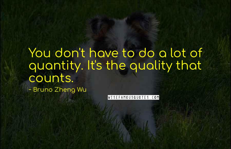 Bruno Zheng Wu Quotes: You don't have to do a lot of quantity. It's the quality that counts.