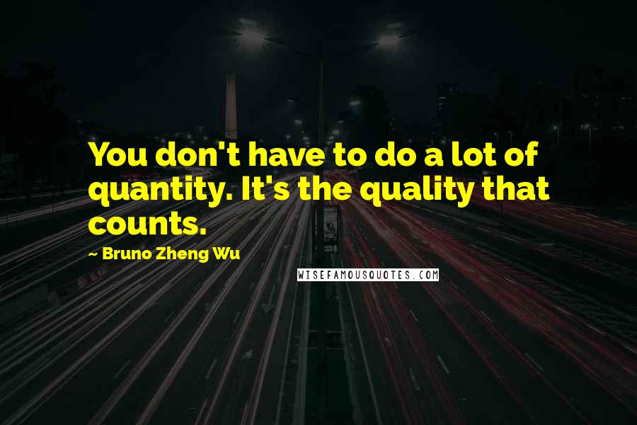 Bruno Zheng Wu Quotes: You don't have to do a lot of quantity. It's the quality that counts.