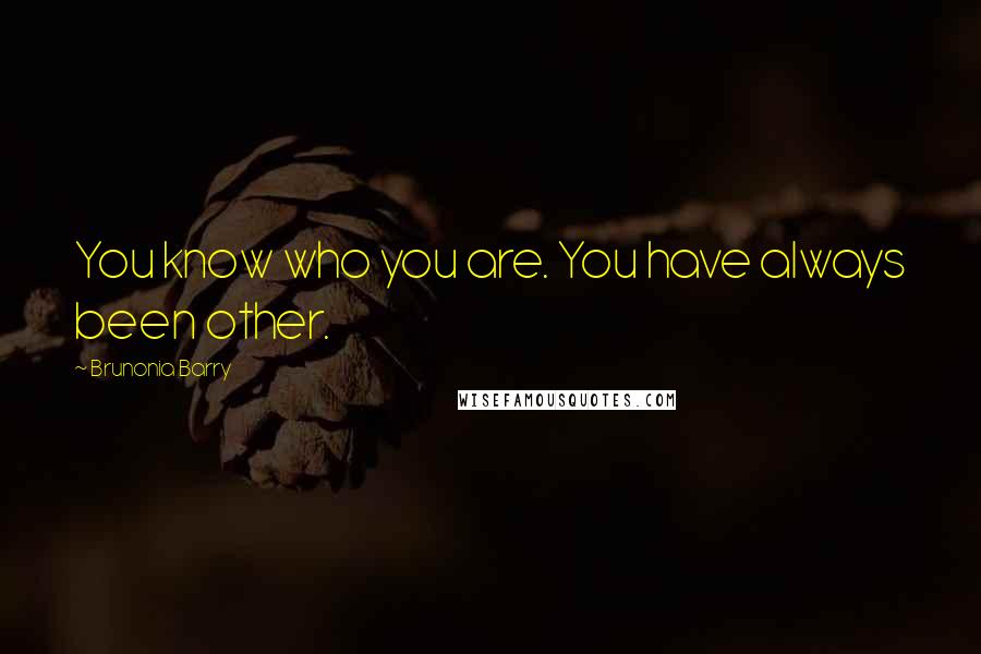 Brunonia Barry Quotes: You know who you are. You have always been other.