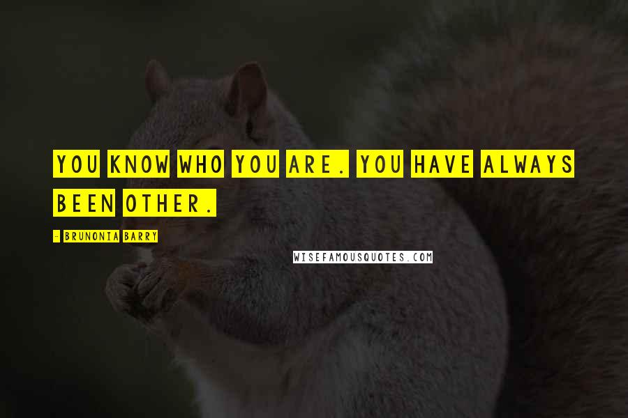 Brunonia Barry Quotes: You know who you are. You have always been other.