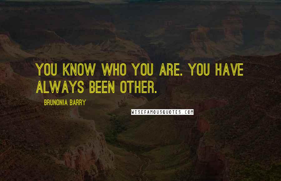 Brunonia Barry Quotes: You know who you are. You have always been other.