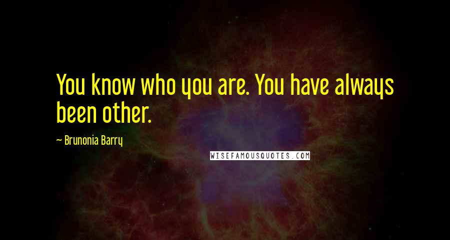 Brunonia Barry Quotes: You know who you are. You have always been other.