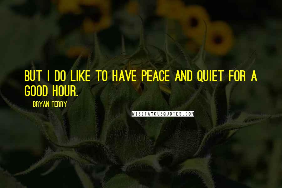 Bryan Ferry Quotes: But I do like to have peace and quiet for a good hour.