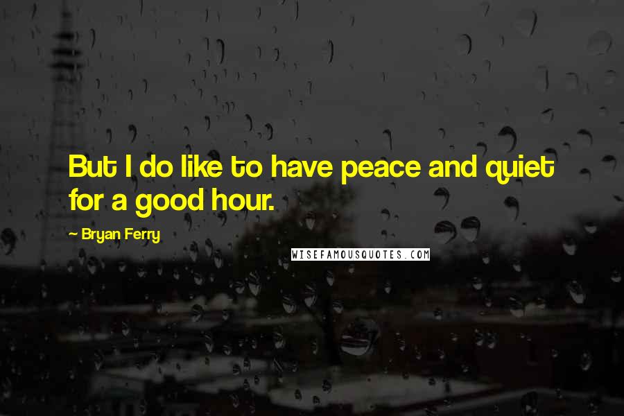 Bryan Ferry Quotes: But I do like to have peace and quiet for a good hour.