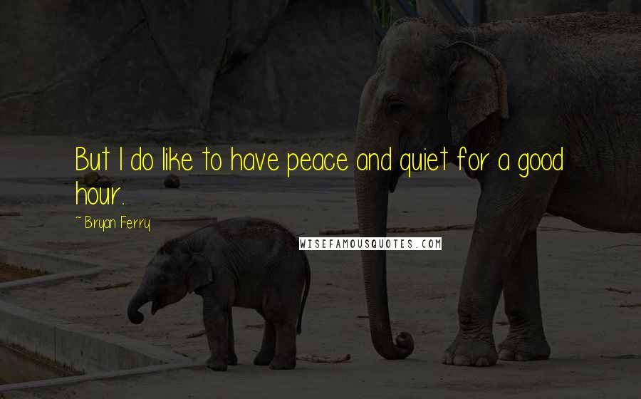 Bryan Ferry Quotes: But I do like to have peace and quiet for a good hour.