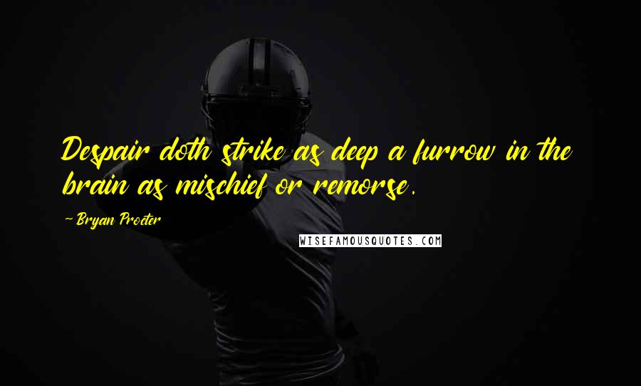 Bryan Procter Quotes: Despair doth strike as deep a furrow in the brain as mischief or remorse.